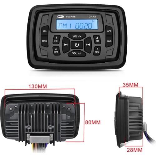 Guzare Marine Radio Waterproof Stereo Bluetooth Audio FM AM Receiver Car MP3 Player For RV UTV ATV SPA Yacht Boat Motorcycle
