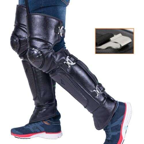 PU Leather Motorcycle Warm Kneepad Locomotive Legs Warmer Motorbike Riding Knee Pads Liner Windproof Winter Anti-cold Waterproof