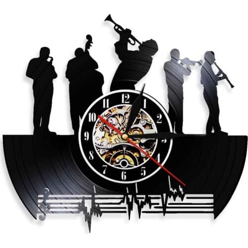 Classical Musical Theme Wall Clock Jazz Music Vinyl Record Hanging Watches Modern Design Home Decor 3D For Living Room Bedroom