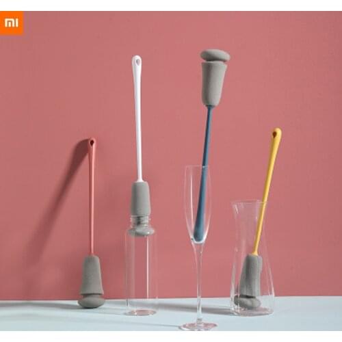 New Xiaomi Mijia Sponge Cup Brush Long Handle Replaceable Kitchen Cleaning Tool Soft Sponge bottle Brush practical