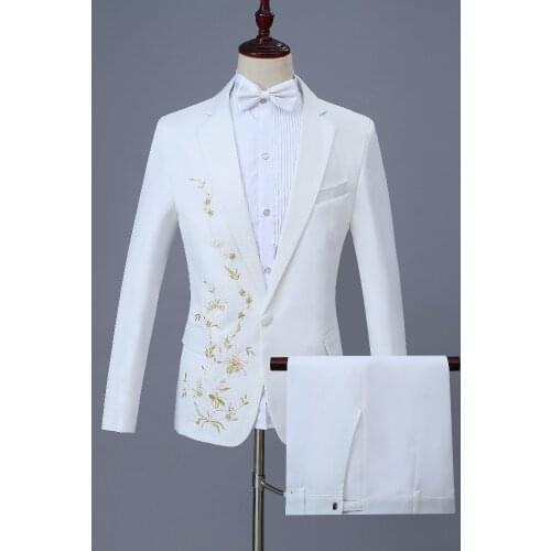 Latest Coat Pant Designs Casual Gentleman Single Breasted Men Suits White Jacket Beach Wedding Suits Mens Groom Tuxedos