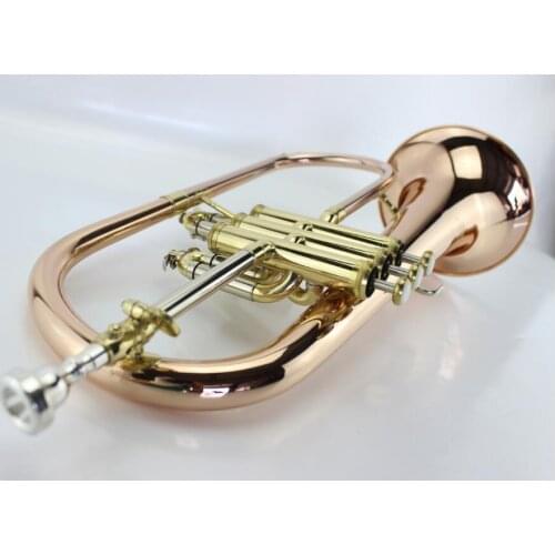 New Bb Flugelhorn Gold Phosphorus & Copper Flugelhorn Musical Instruments with Case Mouthpiece