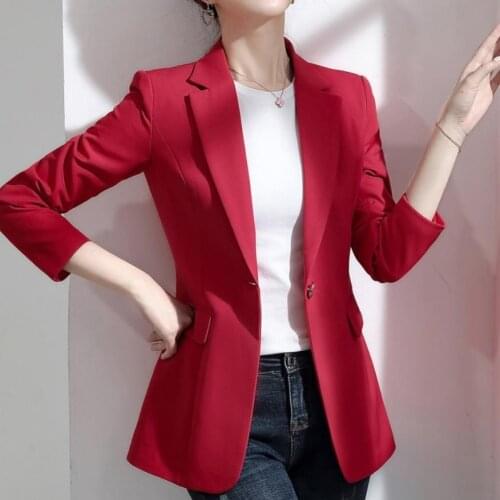2021 Autumn Korean Style Women Casual Blazer Feminino Plus Size 3xl Pink Red White Black Winter Slim Jackets