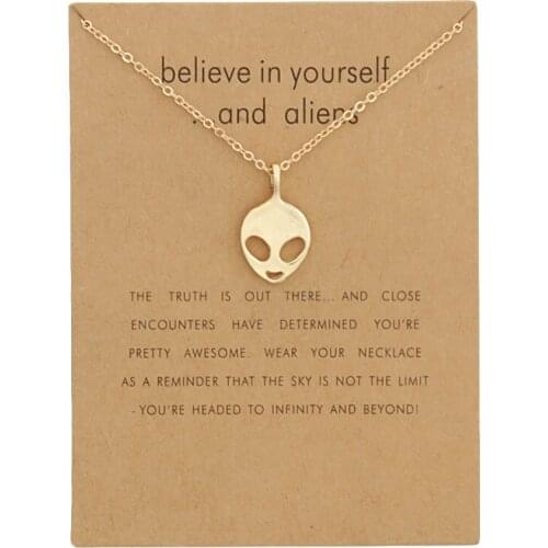 Unique Believe In Yourself And Aliens Pendant Necklace For Women Alien Gold Silver Color Necklaces & Pendant Jewelry Gifts