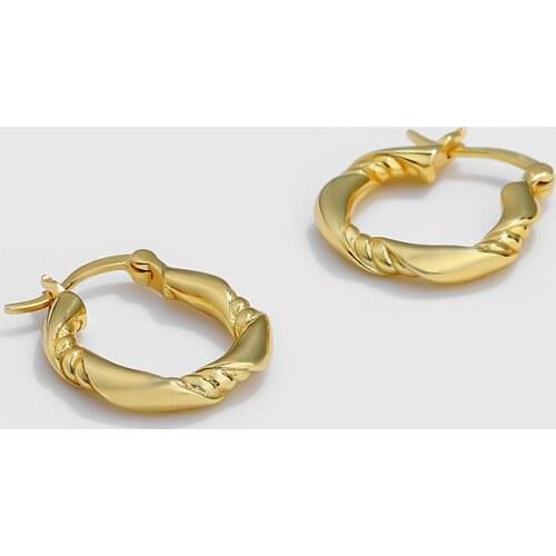 16MM 18K Gold 100% REAL.925 Sterling silver Ear-Bone IrregulaR Circle Braid Piercing Hoop huggie ear Earring Charms C-E174E