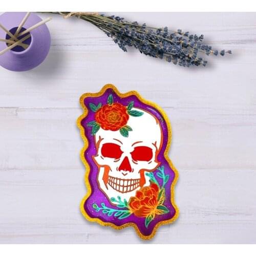 Skull Tray Epoxy Resin Mold Rolling Tray Jewelry Holder Silicone Mould DIY Crafts Home Decoration Casting Tools