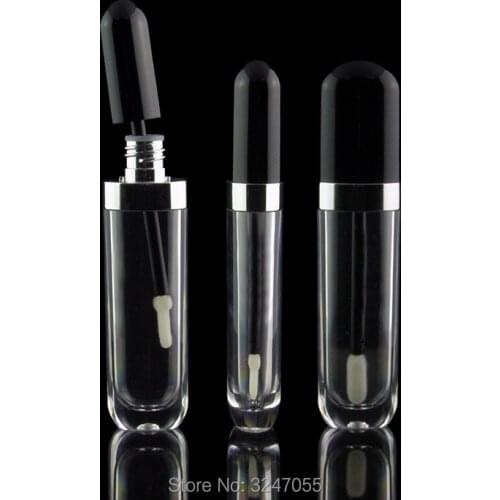 8ML 50pcs/lot Clear Empty Lip Gloss tube n Black Cap, DIY Elegant Lipstick Refillable Bottle,Graceful Plastic Lipgloss Container