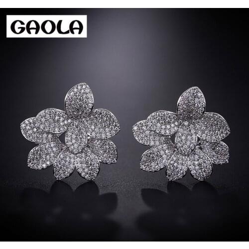 GAOLA Trendy Cubic Zirconia Flower Shape Stud Earrings Women Earring Fashion Jewelry GLE8084