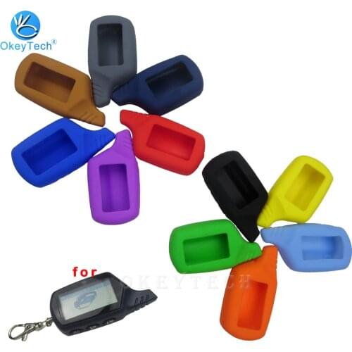 Okeytech Silicone Soft Car Case For Original Starline B9/B91/B6/B61/A91/A61/V7 Remote Key Fob Cover Keychain 2 Way Alarm