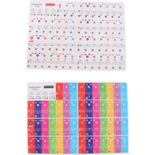 Piano Key Note Resuable Keyboard Stickers 37/49/61/88 Keys for Kids Students Learning-Replacement Keyboard Accessory