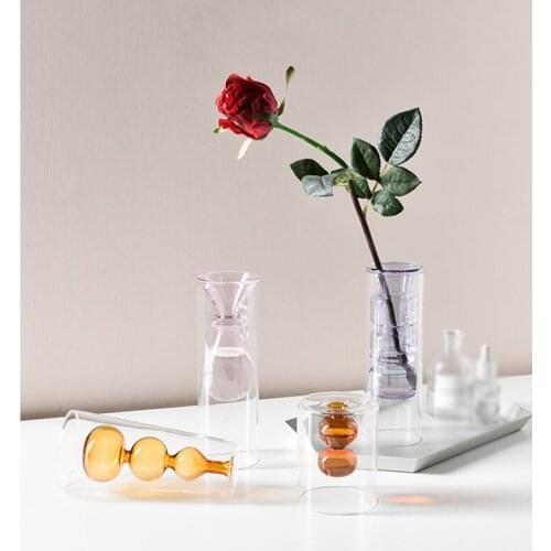 Glass Floral Container Centerpiece for Wedding Party Event Home Office Decor Table Flower Vases for Homes Transparent