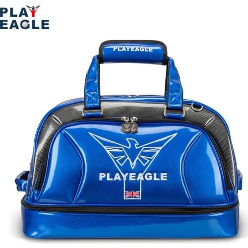 PLAYEAGLE Waterpoof PU Leather Golf Clothing Bag For Men Large Capacity Golf Boston Bag Travel Bags With Shoes Pocket