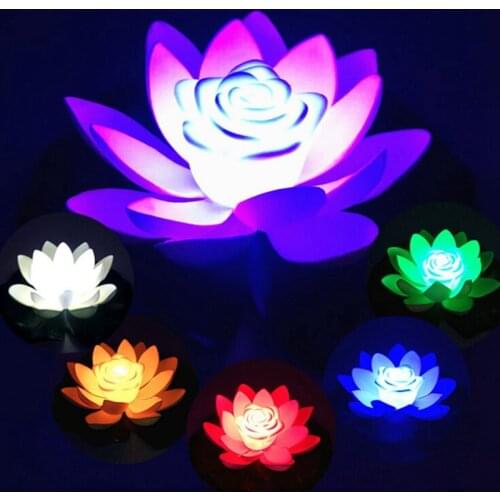 LED Floating Lotus Flower Lamps On Water Swimming Pool Garden Decoration Light Garden Tank Pond Decor 8