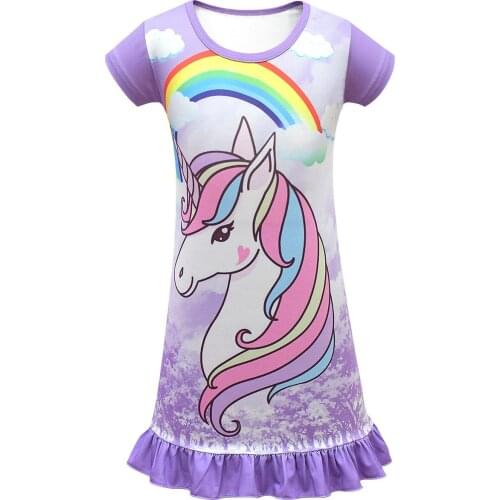 Girls Unicorn Party Frocks Summer Kids Princess Dress Cartoon Baby Homewear Pajamas Costume Children Vestidos Toddler Nightdress