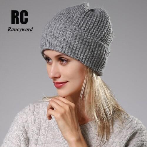 New Winter Hat for Women Rabbit Cashmere Knitted Beanies Thick Warm Vogue Ladies Wool Angora Hat Female Beanie Hats