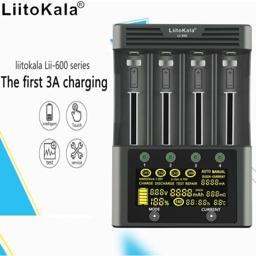 LiitoKala Lii-600 Battery Charger For Li-ion 3.7V and NiMH 1.2V battery Suitable for 18650 26650 21700 26700 AA AAA And other