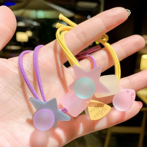 Geometric Colorful Star Elastic Hair Band Ball Hair Tie Hair Accessories For Women Crystal Rubber Band For Hair Scrunchies