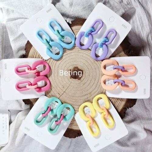 2021 Unique Chain Earrings Women Candy Color Geometric Exaggerated Hoop Earring Hyperbole Summer Trendy Earring Accessories