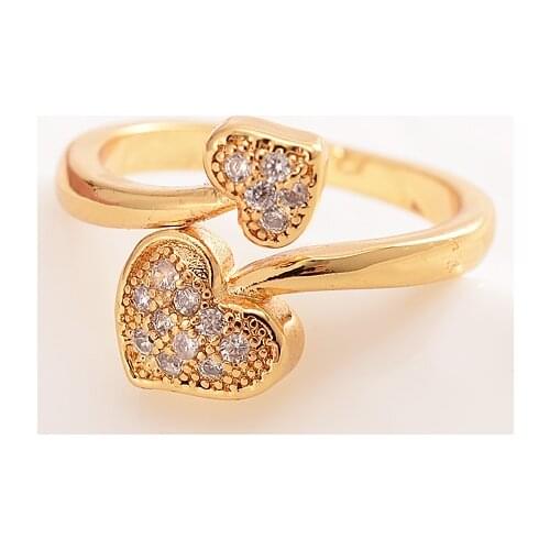 Women 18 K KT CZ Fine Solid Gold Full Heart Rings Filled Wedding Engagement Bridal Jewelry Stone Elegant Ring Thickness