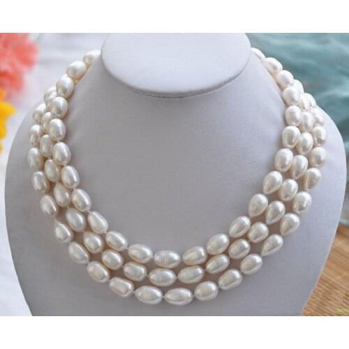 Women Gift word Love 3 ROW huge 11-13mm Natural south sea baroque south sea white pearl necklace AAA a(5.18) mujer for