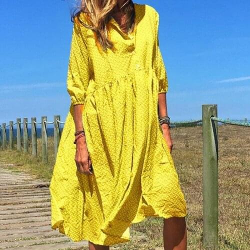 Plus Size Boho Deep V-neck Ruffle Dress for Women Bohemian Womens Beach Dresses Casual Loose Printed Knee-length Floral Dress