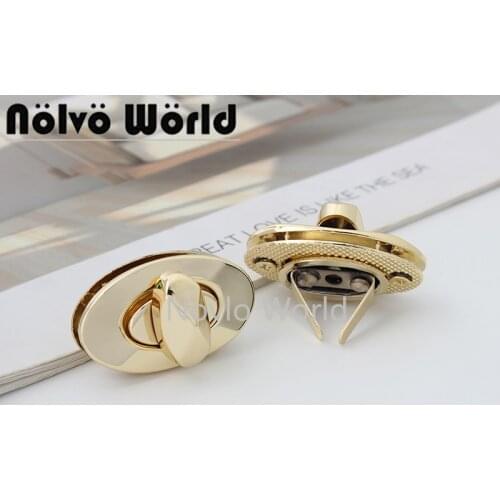 10-30 pieces 37*21mm Light Gold Color Oval Shaped Turn Lock Metal Twist Locks Purse Component Women Bag