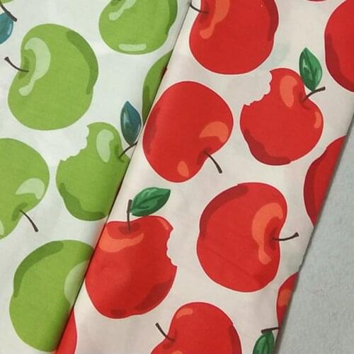 100% Cotton viaPhil Brand Green Red Apple Fruit Printed Fabric Patchwork Cloth Dress Home Decor