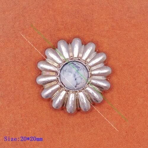 10x Metal SILVER Turquoise Flower LEATHERCRAFT LEATHER BAG DECOR BELT CONCHO FLAT BACK