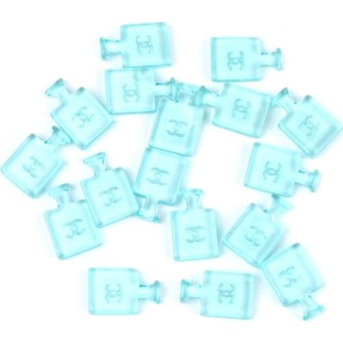 20Pcs Aqua Blue Resin Perfume Bottle Decoration Crafts Flatback Cabochon Kawaii DIY Embellishments For Scrapbooking Accessories