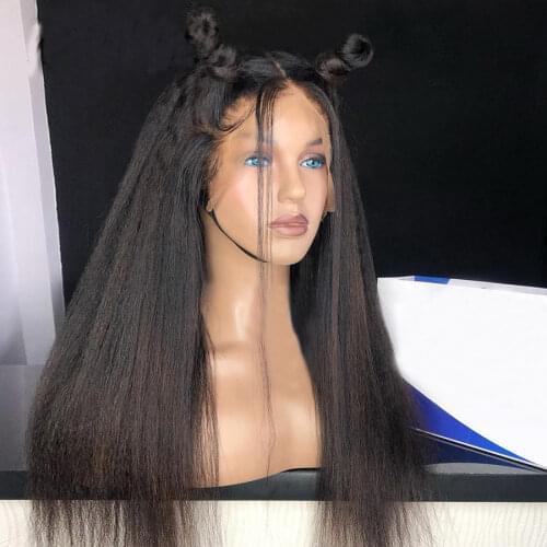 Jet Black Twist Braids Wig For Black Women 26 Inches Long Straight Synthetic 13*4 Lace Front Wigs With Baby Hair Preplucked