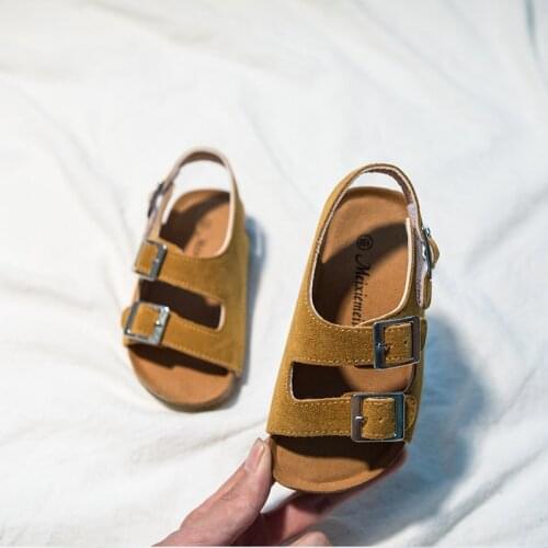 2021 Summer Boys and Girls Leather Sandals for Children Beach Shoes Kids Sports Soft Non-slip Casual Toddler Sandals 2-12 years