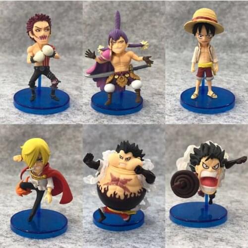 6pcs/set Anime One Piece WCF 8th VOL 4. Whole Cake Island Battle of Luffy Sanji Katakuri Clollectible Action Figures Toys