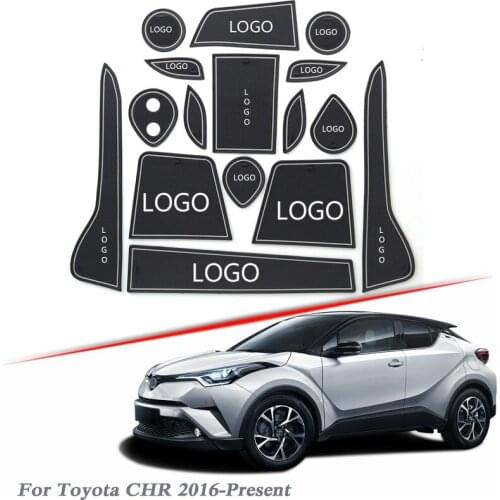 Brand LOGO Car Styling For Toyota CHR 2016-Present Gate slot pad Interior Door Groove Mat Non-slip dust Mat Interior Accessory