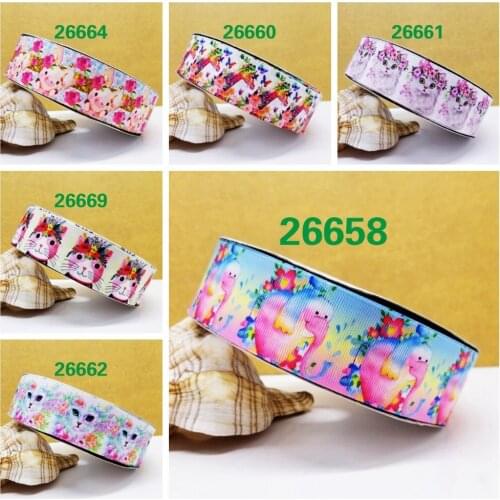 Free shipping 50 yard cartoon Printed grosgrain ribbon 26658