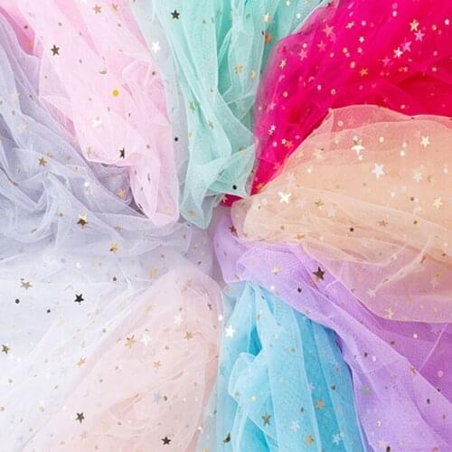 Sequined Yarn Lace Cloth Veil Background Cloth Ins Girl Wind Star Moon Mesh Yarn Fabric Sewing Material Fabrics Per Meter