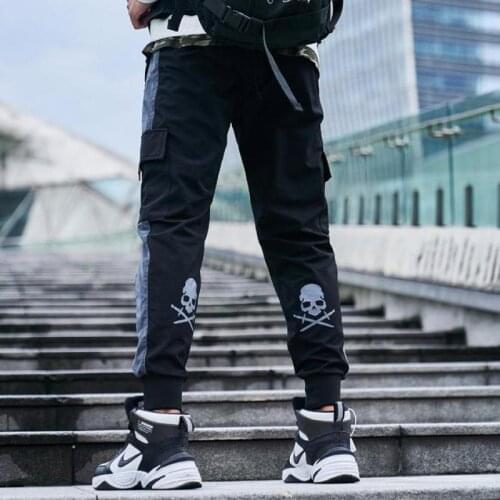 Techwear Streetwear Hip Hop Cargo Pants Men Skeleton Black Loose Joggers Harem Oversized Harajuku Punk Casual Pockets Trouser