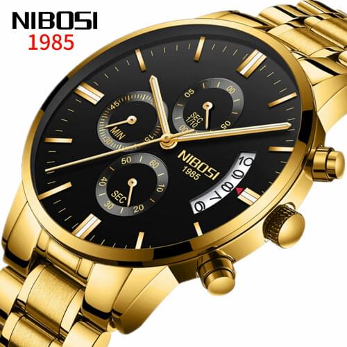 NIBOSI Mens Watches Top Brand Luxury Dress Men Watch Chronograph Business Auto Date Waterproof Quartz Clock Relogio Masculino