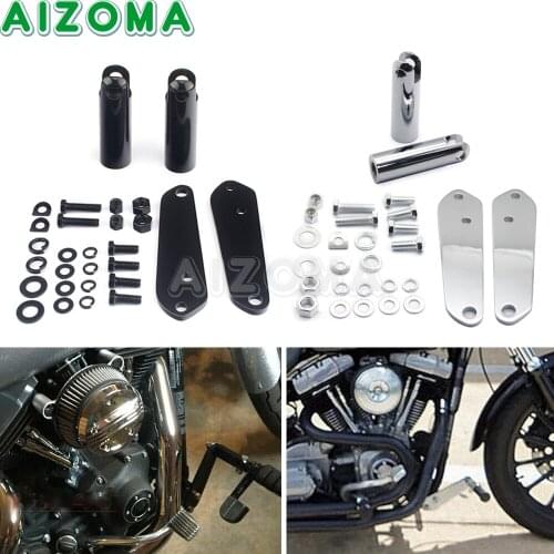 Black/Chrome Motorcycle Foot Peg Support Mount Kit For Harley Dyna FXD Super Glide Custom Low Rider 91-17 Footpeg Support Mounts