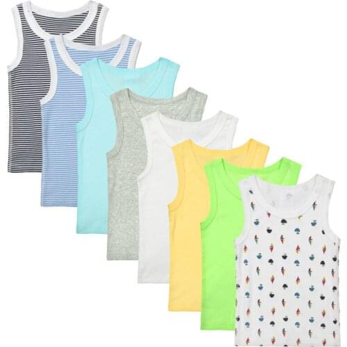 Children vest Baby summer boy tanks solid color Girl Cotton tank sleeveless kids stripe cartoon