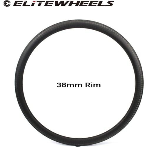 ELITEWHEELS 12K Finish Carbon Road Bike Rim 38mm Low Profile Clincher Tubular Rim For 700c Bicycle Aero Wheel Super Light