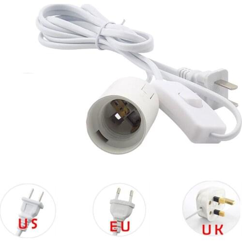 EU US UK E27 Power Cord Light bulb Base holder extension Cable led lamp switch wire electric Socket plug Converters 110v 220v