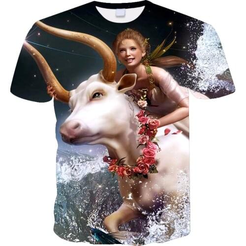 3D printing cartoon anime pattern summer street hot sale mythical beast beauty knight figure sports cool man beauty T-shirt roun