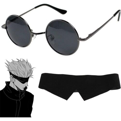 Gojo Satoru Cosplay Props Sunglasses Blindfold Eyewear Anime Jujutsu Kaisen Role Play Black Frame Glasses Accessories Halloween
