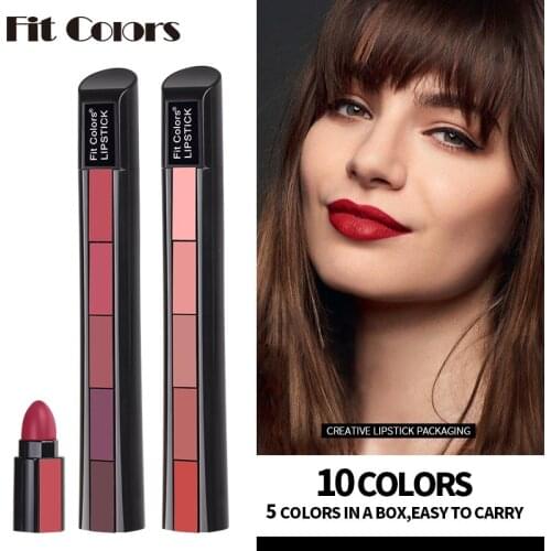 5 Color Lipstick Combo Strip Matte Velvet Non-stick Waterproof Long Lasting Color Lip Gloss Women Beauty Makeup Cosmetics Set