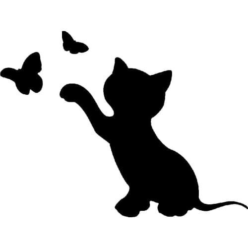 Playful Kitten Butterflies Pet Die Cut Vinyl Window Decal Cute And Interesting Fashion Sticker Decals