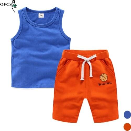 Hot Selling Childrens Sets Cotton Summer Baby Unisex Soft Vest + Sports Shorts Basic Suit Infant Clothes 2-12Year Solid Outfits