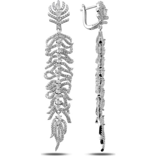 KUTAYDAN Zircon Cubic Zirconia Dangle Earrings 925 Sterling Silver