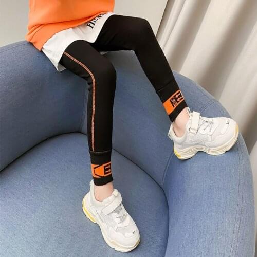 Teenage Kids Springs Autumn Leggings for Girls Pants Cotton School Long Striped Letter Print Sport Trausers 8 10 12 14 Years