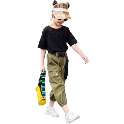 Summer Clothes For Girls Solid Shirt + Pants 2PCS Costume For Girls Teenage Kids Summer Clothes 6 8 10 12 13 14 Year