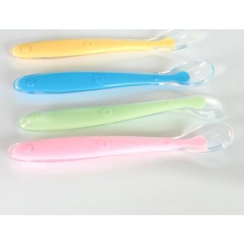 Rosiky Baby Soft silicone feeding spoon baby Spoon Tableware Infant Soft Baby Flatware Feeding Spoon